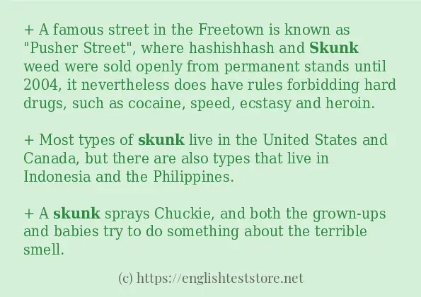 Use in sentence of skunk