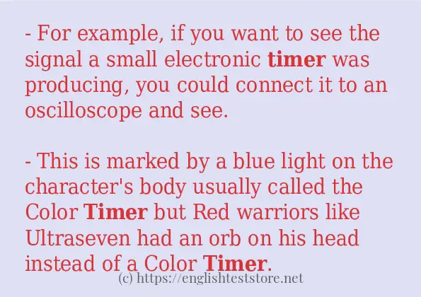 Use in sentence of timer