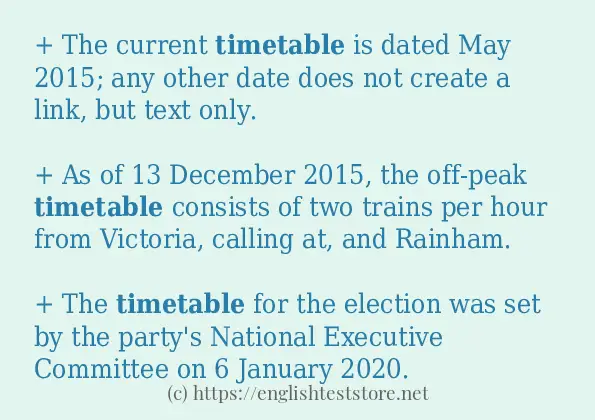 Use in sentence of timetable