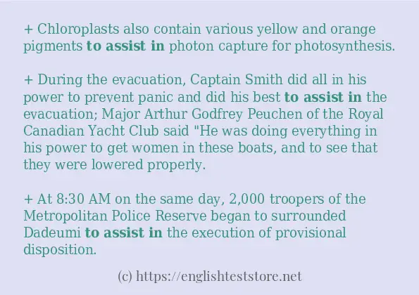 Use in sentence of to assist in