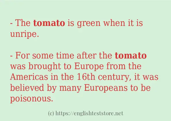 Use in sentence of tomato