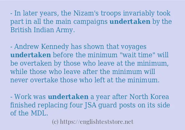 Use in sentence of undertaken