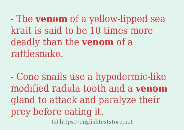 Use in sentence of venom