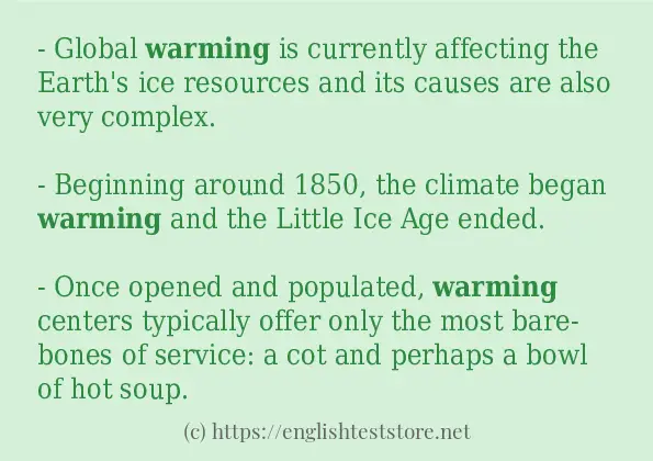 Use in sentence of warming