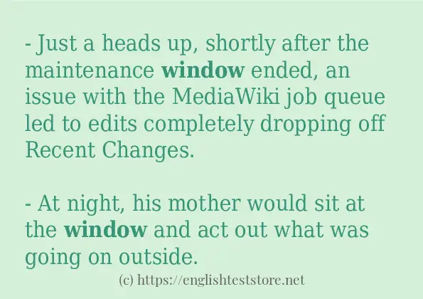 Use in sentence of window