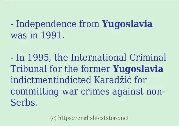 Use in sentence of yugoslavia