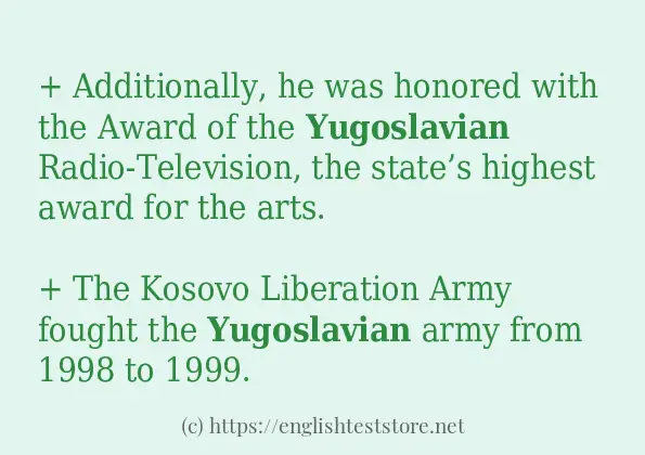 Use in sentence of yugoslavian