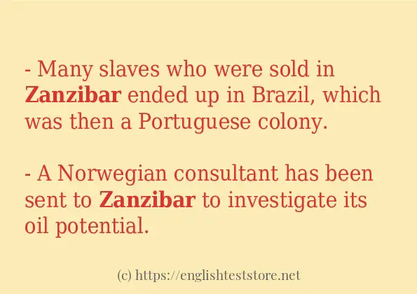 Use in sentence of zanzibar