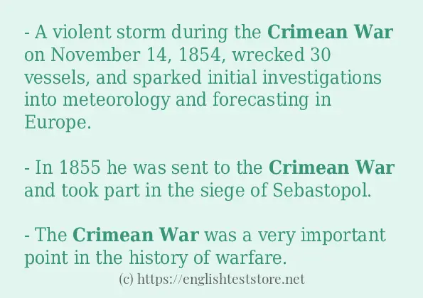 Use the word Crimean War