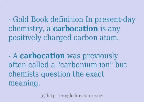 Use the word carbocation