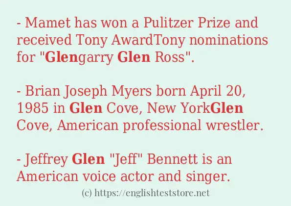 Use the word glen