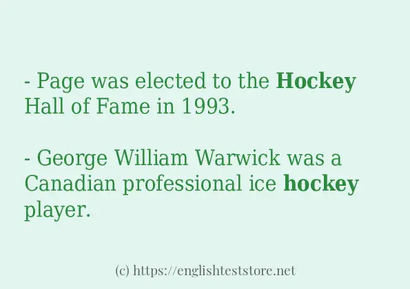 Use the word hockey Use the word hockey