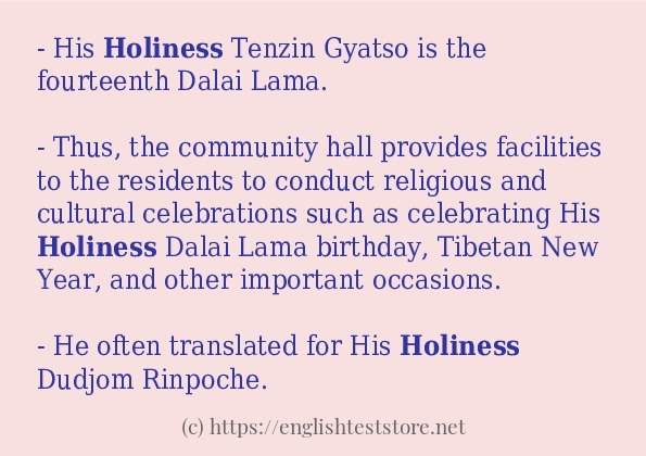 Use the word holiness