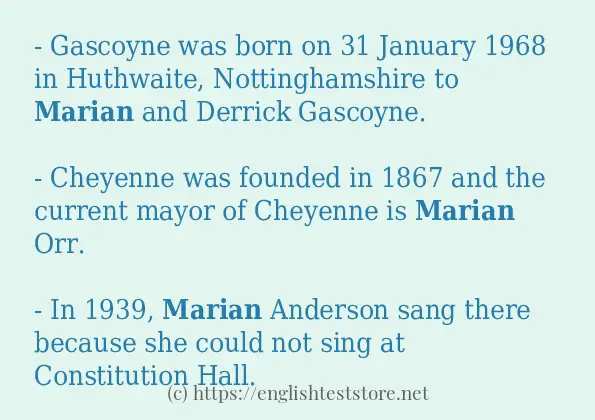 Use the word marian