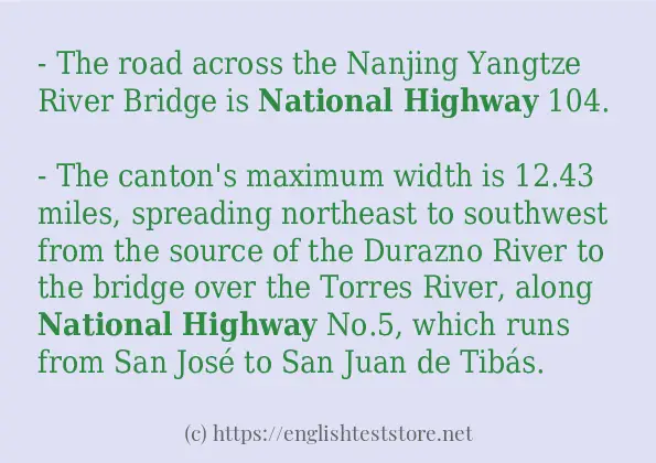 Use the word national highway