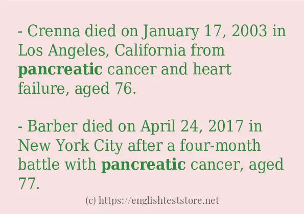 Use the word pancreatic