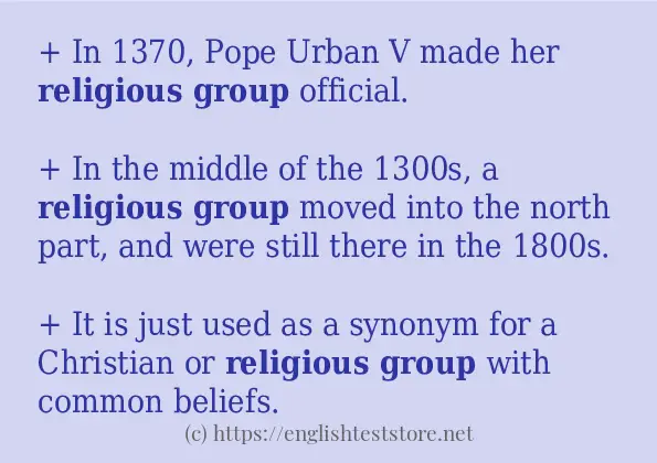 Use the word religious group