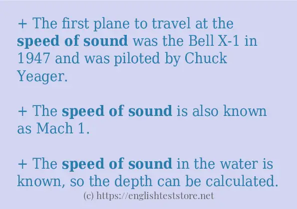 Use the word speed of sound