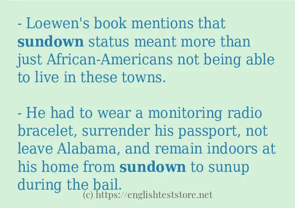 Use the word sundown