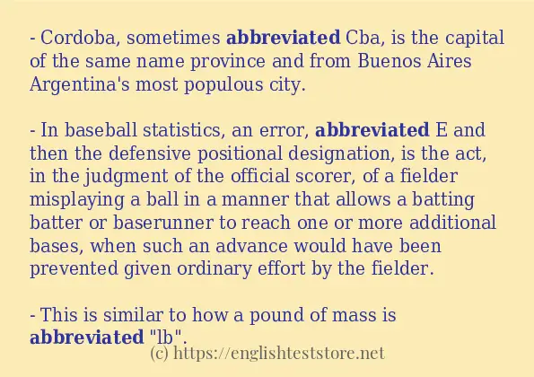 abbreviated - sentence examples