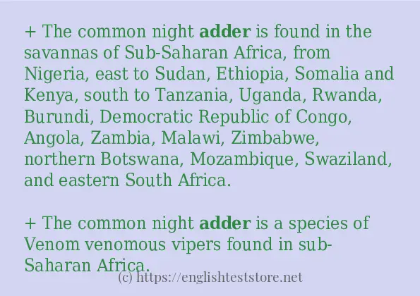 adder how to use in sentences