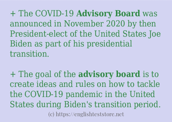 advisory board how to use in sentences advisory board how to use in sentences