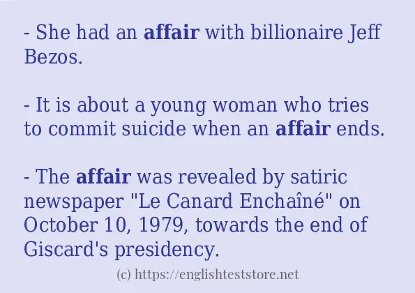 affair use in sentences