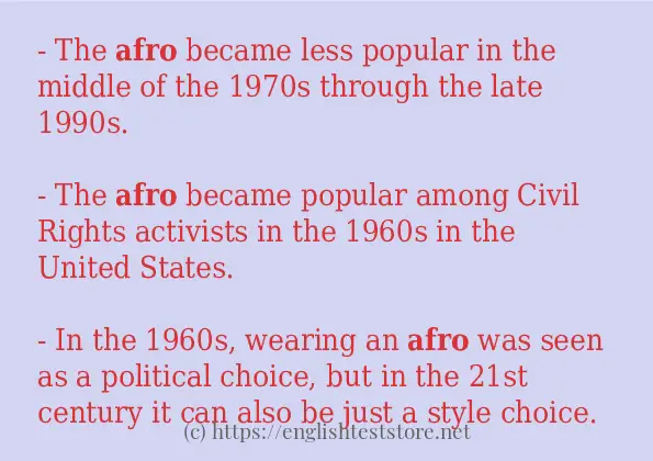 afro in sentences?