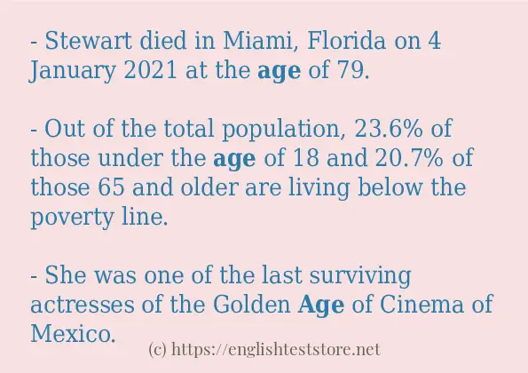 age use in sentences