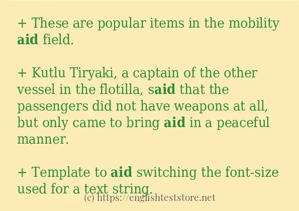 aid in sentences?