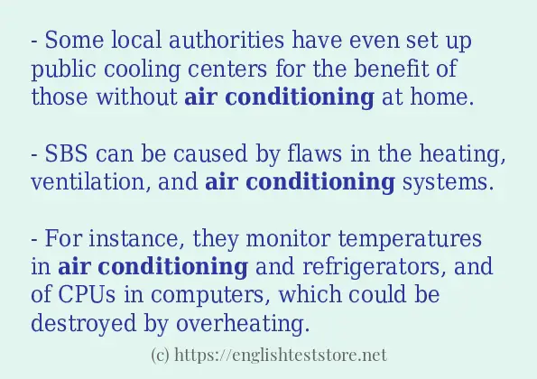 air conditioning example in sentences