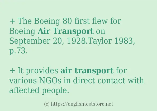 air transport some example sentences