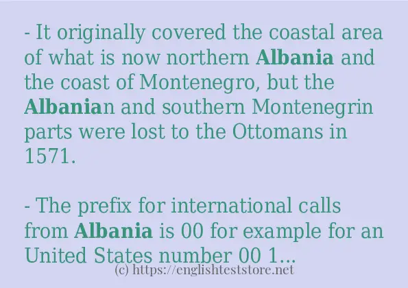 albania in sentences?