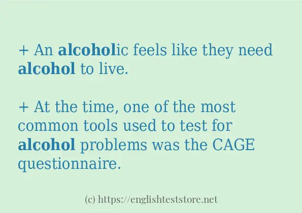 alcohol how to use in sentences