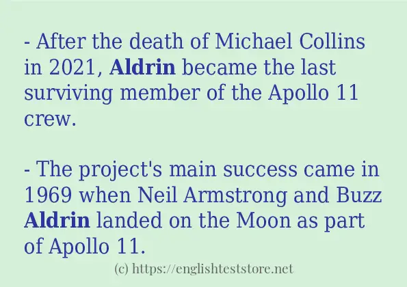 aldrin in sentences?