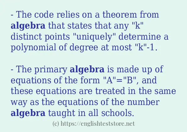 algebra use in sentences