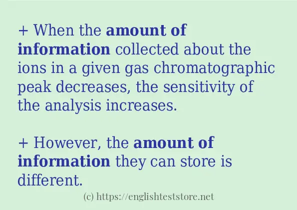 amount of information some example sentences