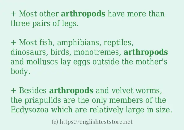 arthropods example in sentences