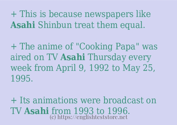 asahi example in sentences