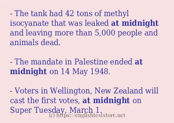 at midnight use in-sentences