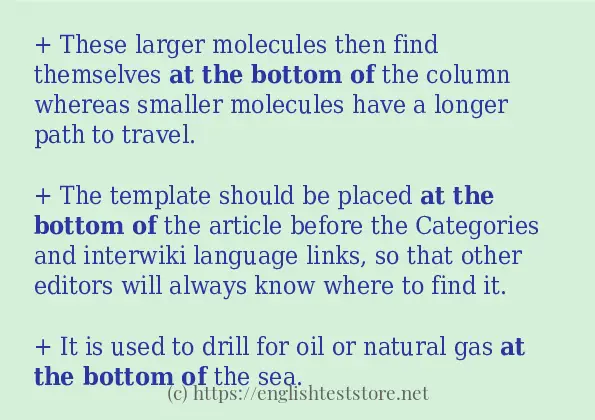 at the bottom of - some sentence examples