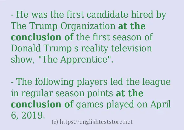 at the conclusion of - example sentences