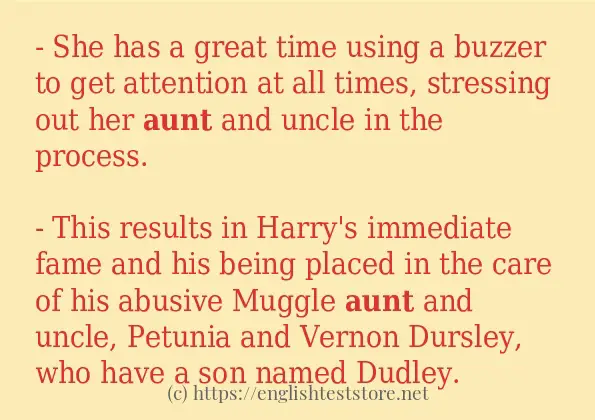 aunt use in sentences