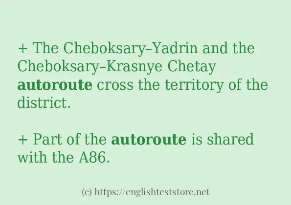 autoroute - sentence examples