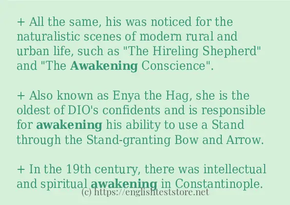 awakening some example sentences awakening some example sentences