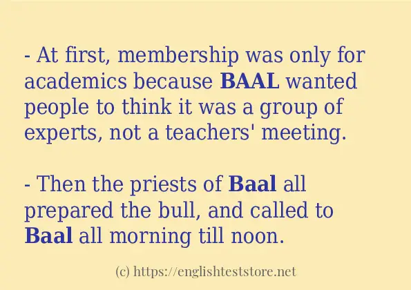 baal some example sentences