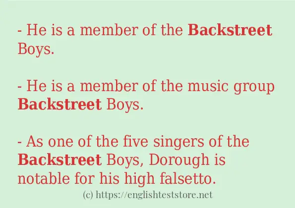 backstreet some example sentences