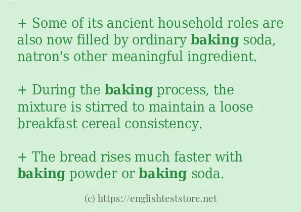 baking in sentences?