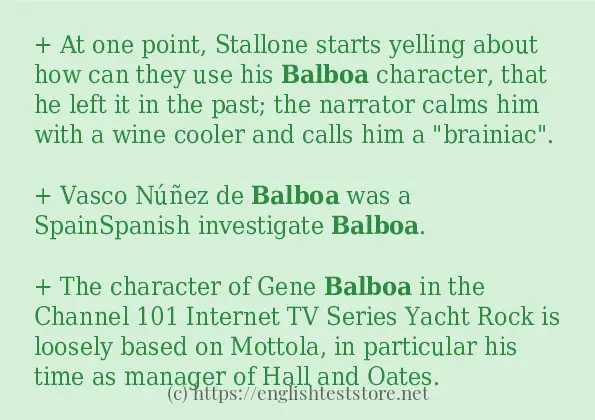 balboa use in-sentences