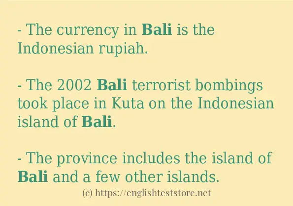 bali - some sentence examples